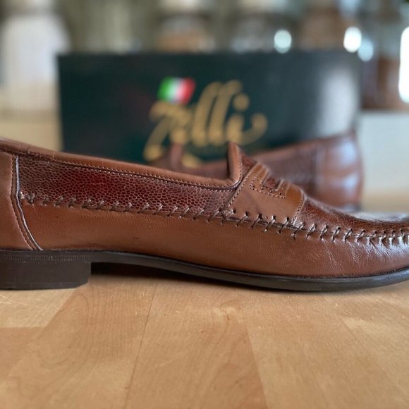 Brown Zelli Mens Italian Loafers Ostrich 10.5 main image 7